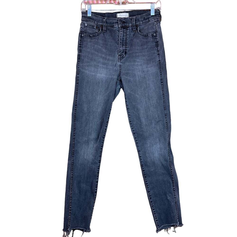 Madewell Womens Jeans Black Denim 10" High Rise Skinny Distressed Stretch 29TL